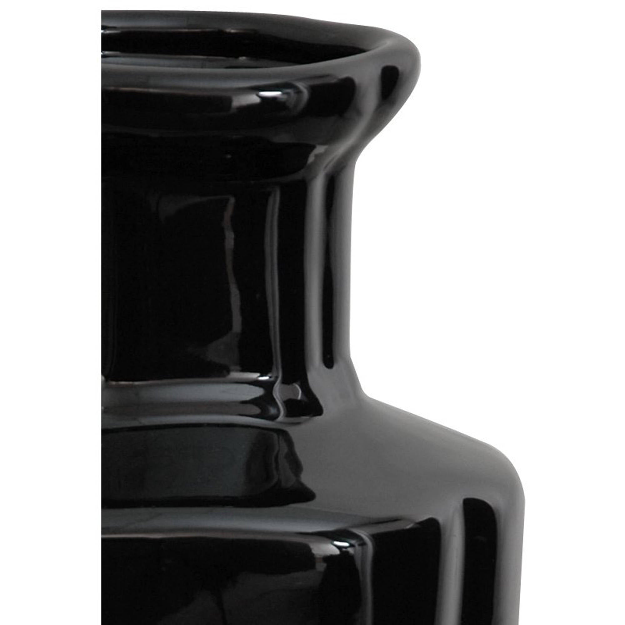 Oriental Furniture 12" Solid Black Porcelain Vase