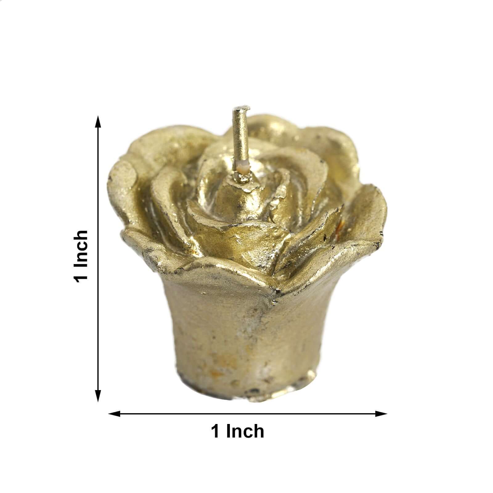 12 Pack Gold Mini Rose Flower Floating Candles Wedding Vase Fillers 1