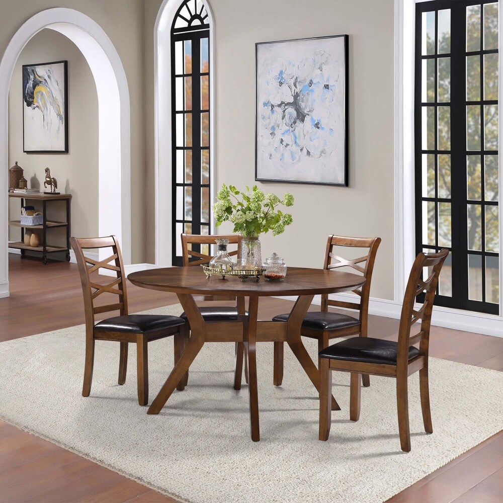 52 Inches Round Solid Wood Dining Table for 4 6 People   L52\