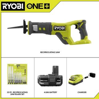 RYOBI ONE+ 18V Cordless Reciprocating Saw Kit with Battery and Charger w Multi-Purpose Reciprocating Saw Blade Set (35-Piece) PCL515K1-A233501