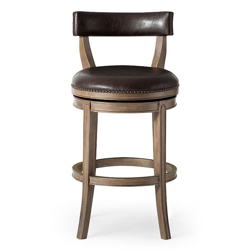 Maven Lane Alexander Bar Stool In Walnut Finish W/ Marksman Saddle Vegan Leather