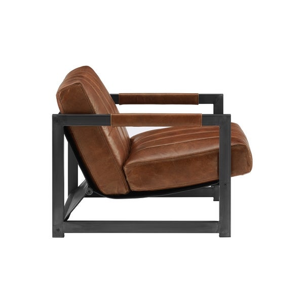 Art Leon Genuine Leather Accent Arm Chair