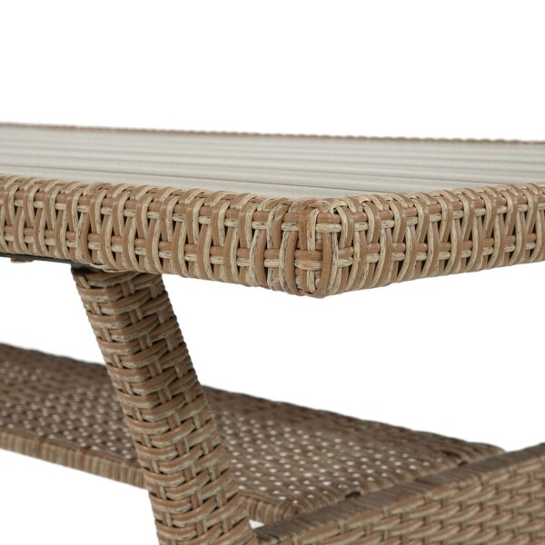 Decker Contemporary 57inch Wicker PlankStyle Outdoor Dining Table by MandL Co.