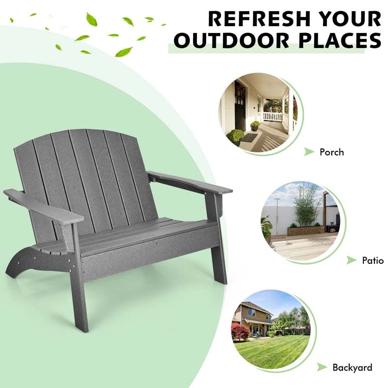 All-Weather HDPE Adirondack Chair Loveseat Outdoor Adirondack Bench for Patio Porch Garden Backyard