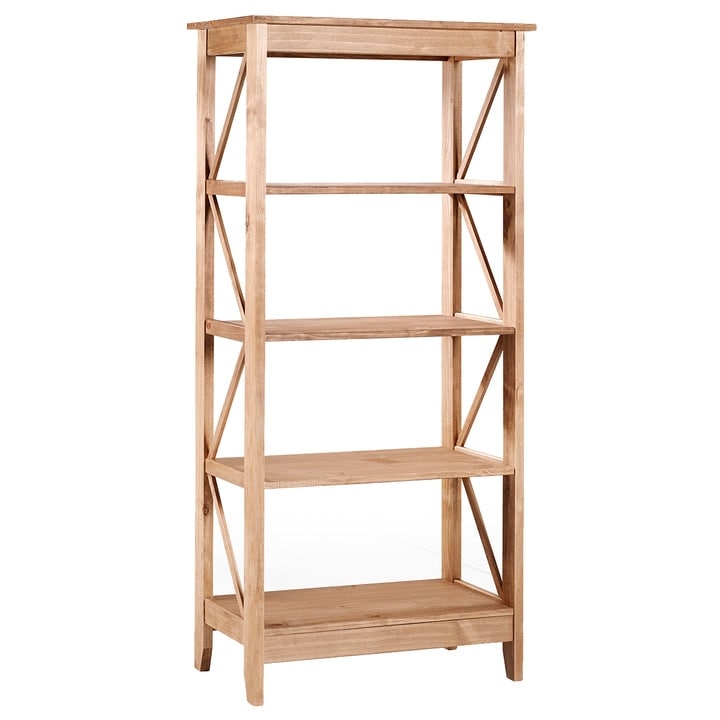 Wood Shelf Unit 5 Tier Corona Gray  Furniture Dash