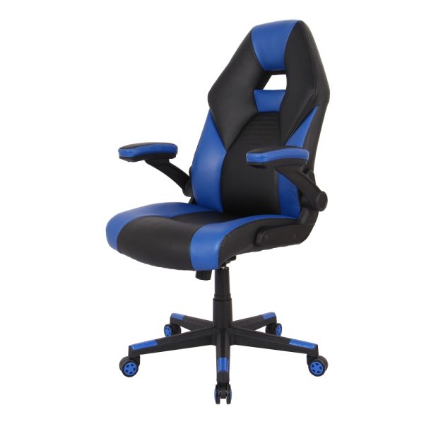 RS Gaming RGX Faux Leather High-Back Gaming Chair， Black/Blue， BIFMA Certified