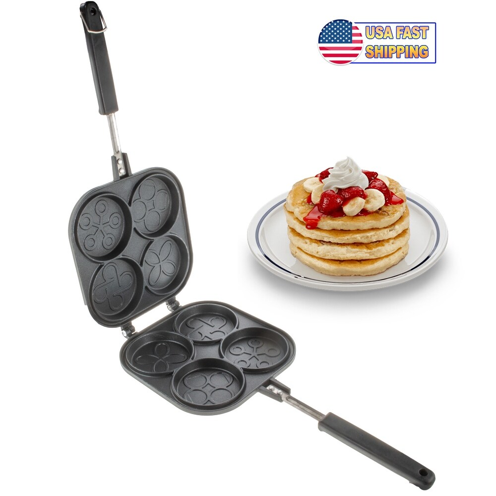 Perfect Small Bake   Serve Double Sided Pan   4 Decorative Designs For Eggs  French Toast  Omelette  Flip Jack   Crepes Pan