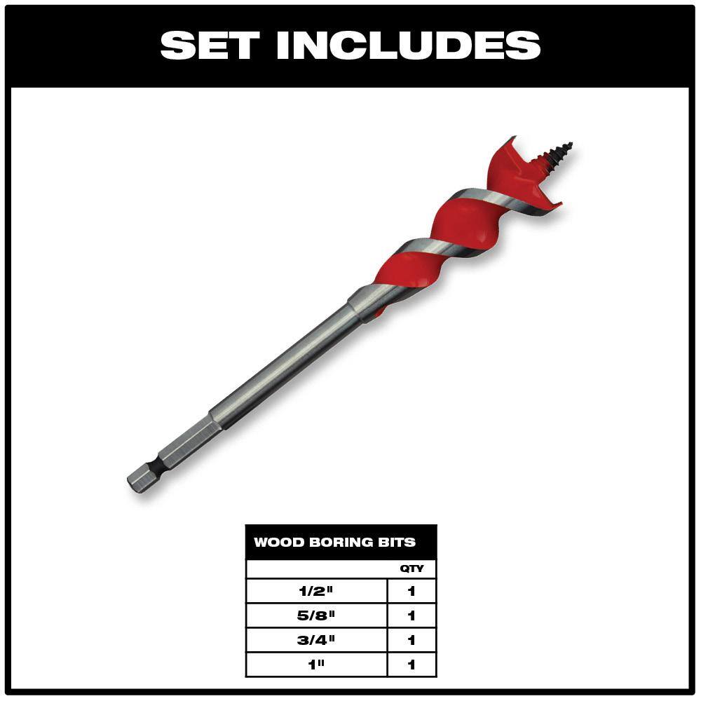 MW BIG HAWG Carbide Hole Saw Kit with SPEED FEED Auger Wood Drilling Bit Set (14-Piece) 49-56-9290-48-13-0400