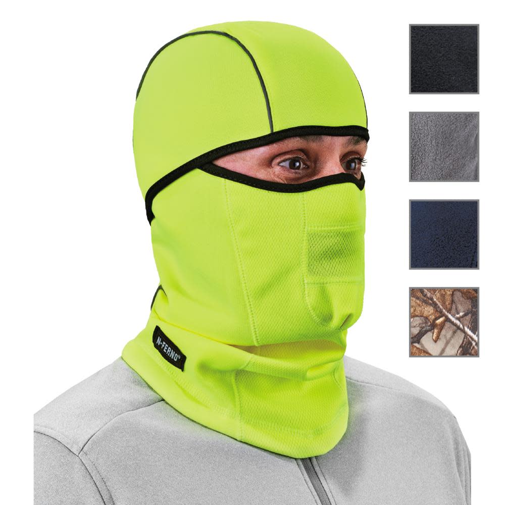 Ergodyne N Ferno 6823 Balaclava Face Mask Windproof Hinged Lime