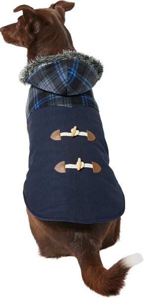 Frisco Plaid Hooded Insulated Dog and Cat Peacoat