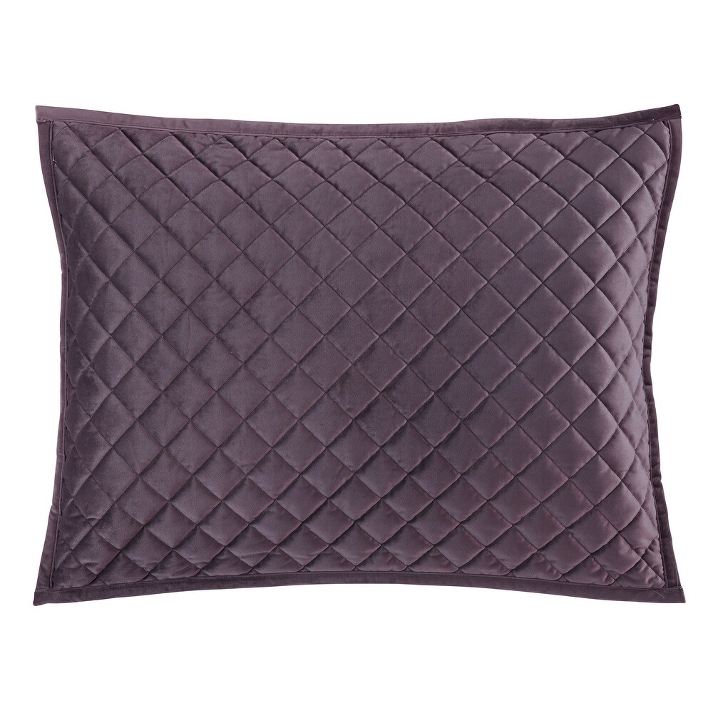 HiEnd Accents Velvet Diamond Quilted Pillow Sham Set  2PC