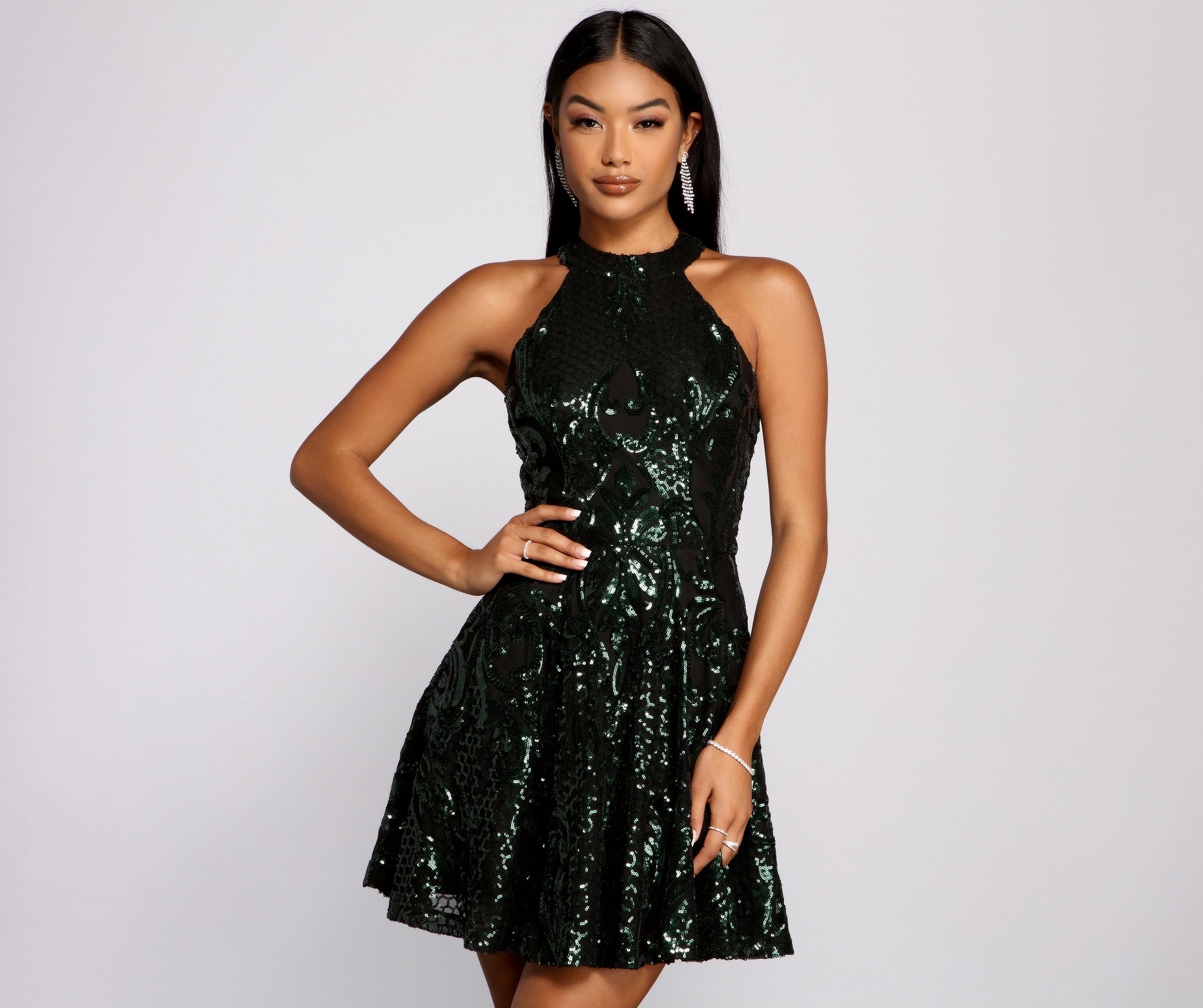 Michelle Sequin Mesh Party Dress