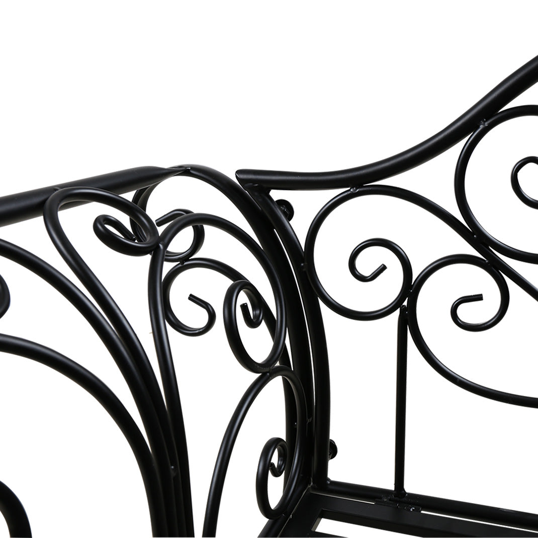 Black Outdoor Romance Two Seat Bench for Garden Park