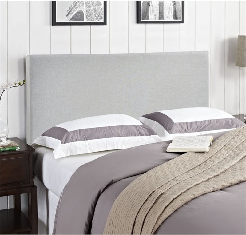 Hawthorne Collections Modern Fabric Upholstered Queen Panel Headboard in Gray   Transitional   Headboards   by Homesquare  Houzz