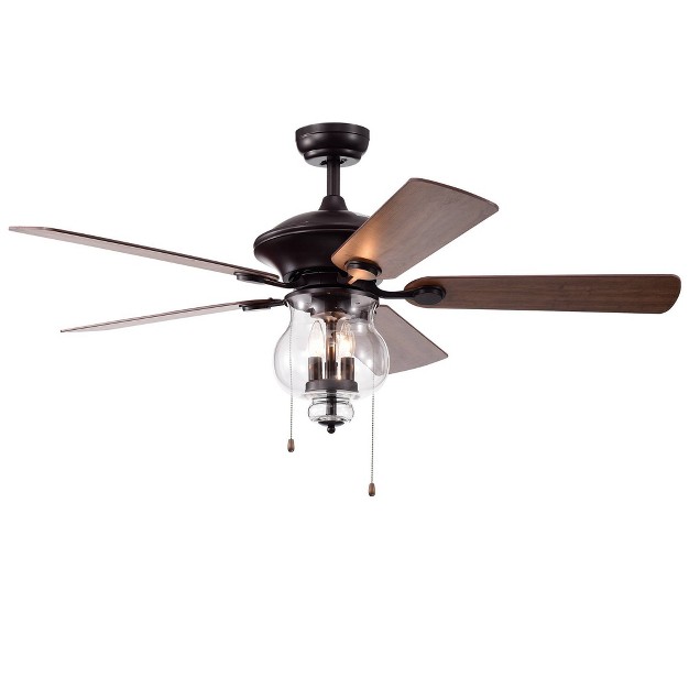 X 52 quot X 22 quot 5 blade Topher Lighted Ceiling Fan With Clear Glass Shade Brown Warehouse Of 