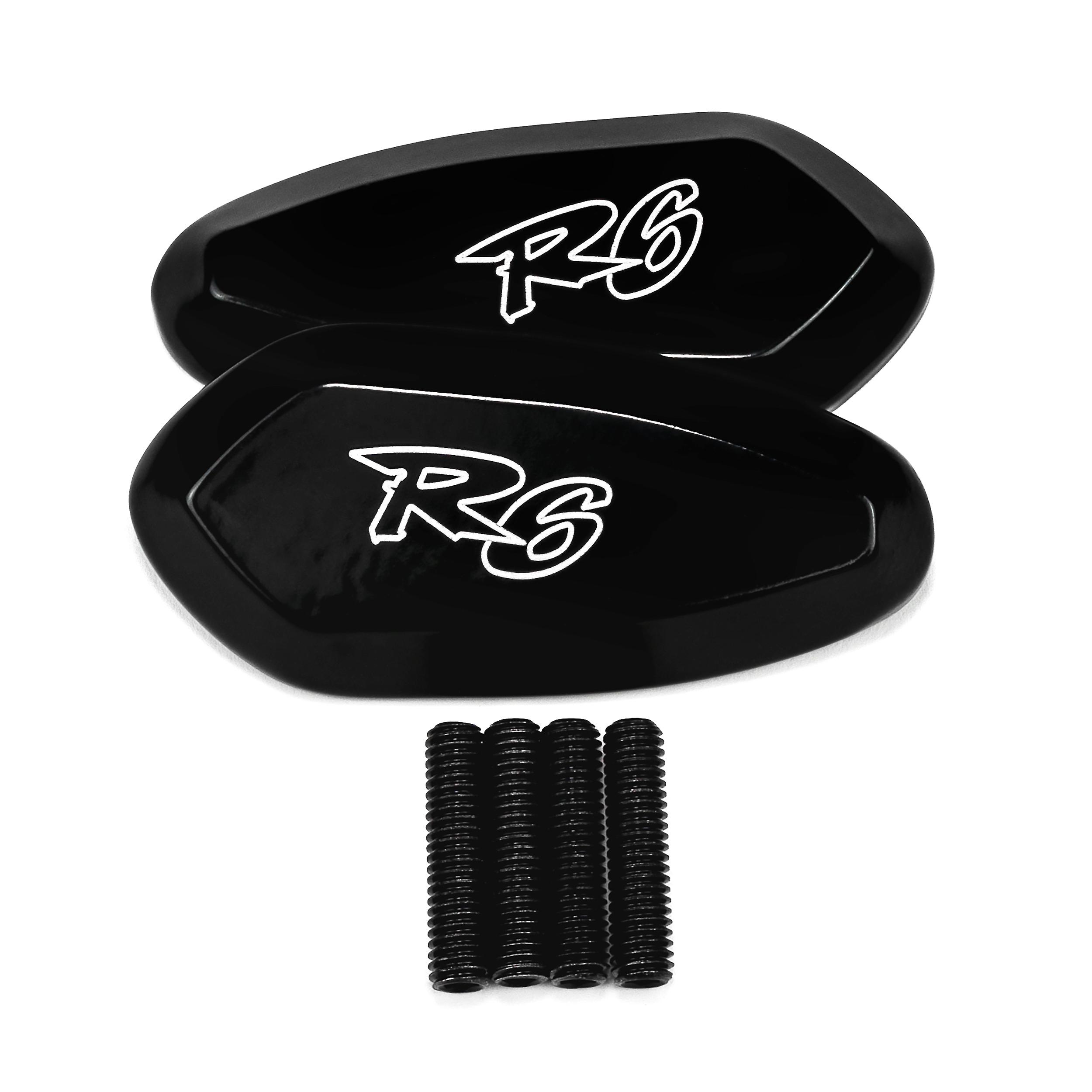 Mirror Block Off Base Plates Logo Engraved Black Compatible with 1999-2007 Yamaha R6 / YZF-R6