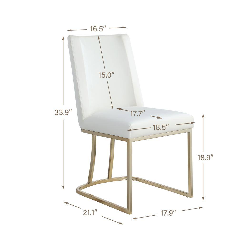 Modern White Velvet Upolstered Dining Chairs with Gold Metal Legs (Set of 2) ZY-W156769767