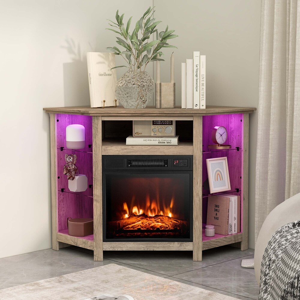 Costway Fireplace TV Stand w/ Led Lights   18\