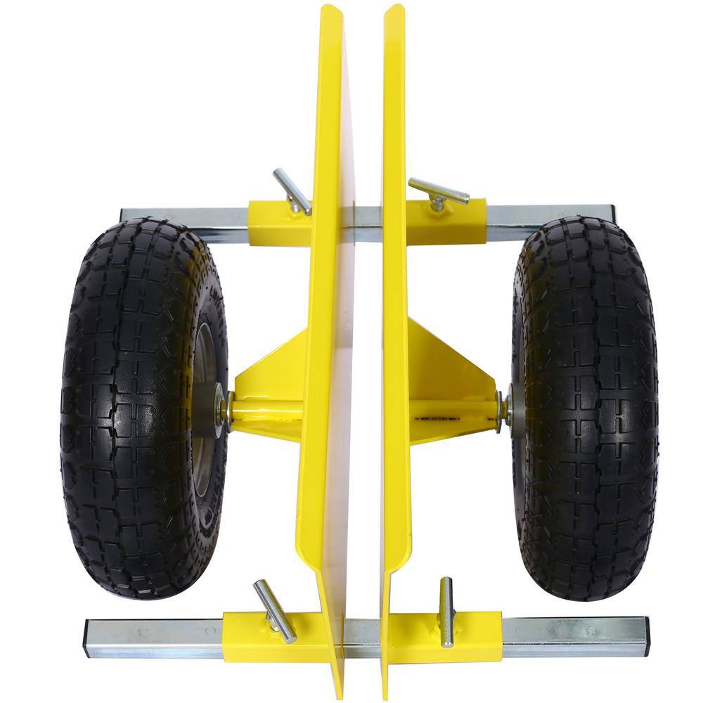 Tidoin 10 in. Yellow Lumber Transfer Panel Handbarrow Dolly with Pneumatic Wheels and 600 lb. Load Capacity GH-YDW4-168