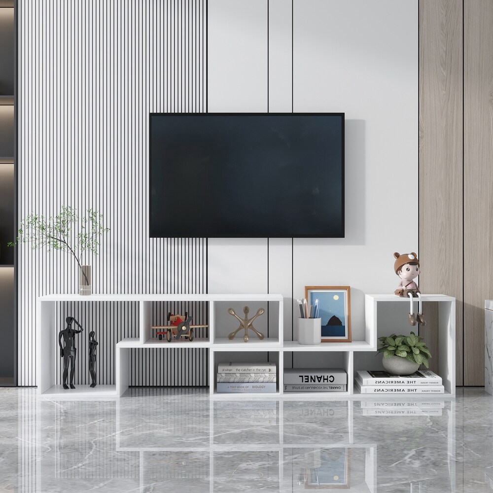 Double L Shaped TV Stand Entertainment Center Display Shelf