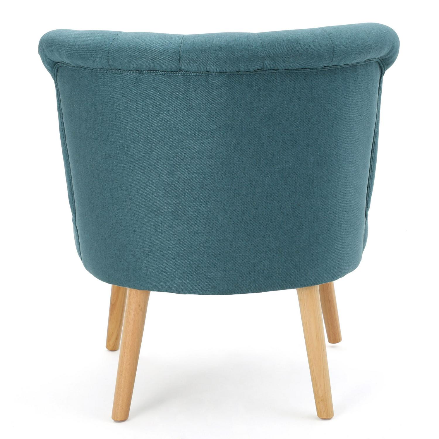 Noble House Siciley Dark Teal Fabric Tufted Slipper Chair， Blue