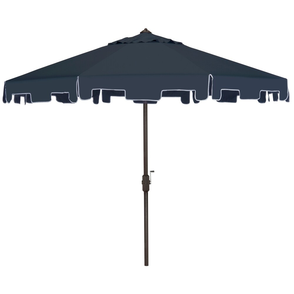 SAFAVIEH Zimmerman Aluminum Tilt and Crank 9 foot Crank Market Patio Umbrella With Flap.