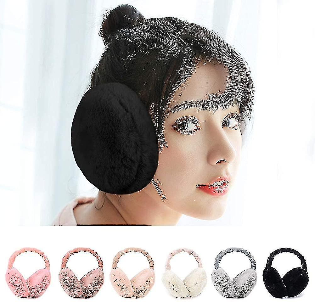 Women Earmuffs - 1/2 Piece Winter Ear Muffs Adjustable Faux Fur Ear Warmer Warm