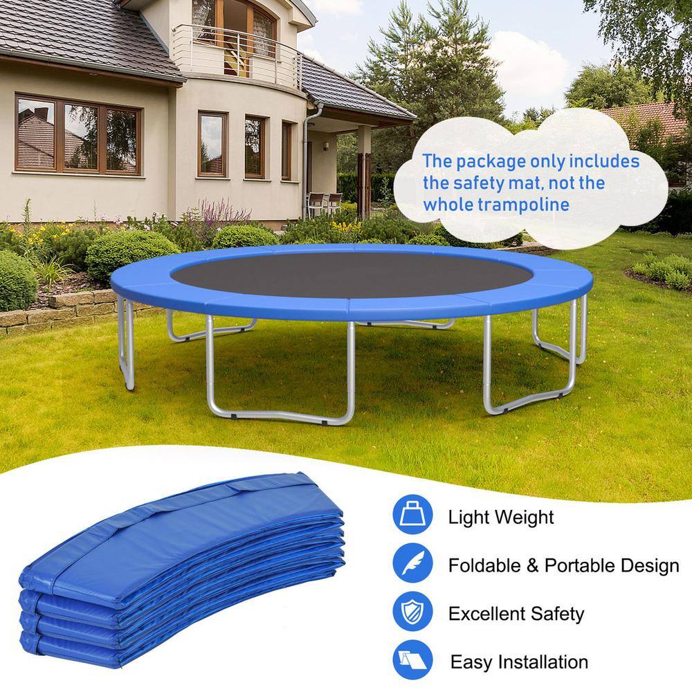 Gymax 10 ft. Trampoline Replacement Safety Pad Universal Trampoline Cover Blue GYM09620