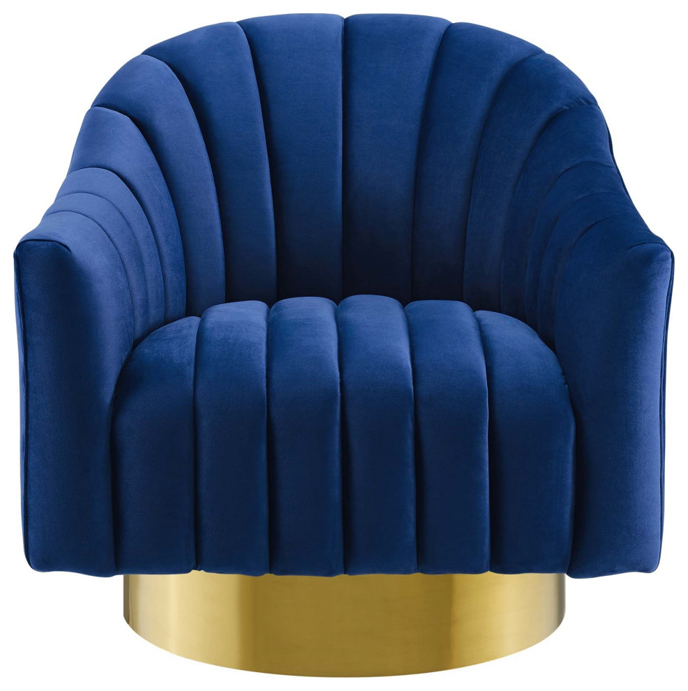 Fan Armchair  Velvet Accent Chair  Gold Glam Luxe Chic Club Chair Arm Chair   Contemporary   Armchairs And Accent Chairs   by mod space furniture  Houzz