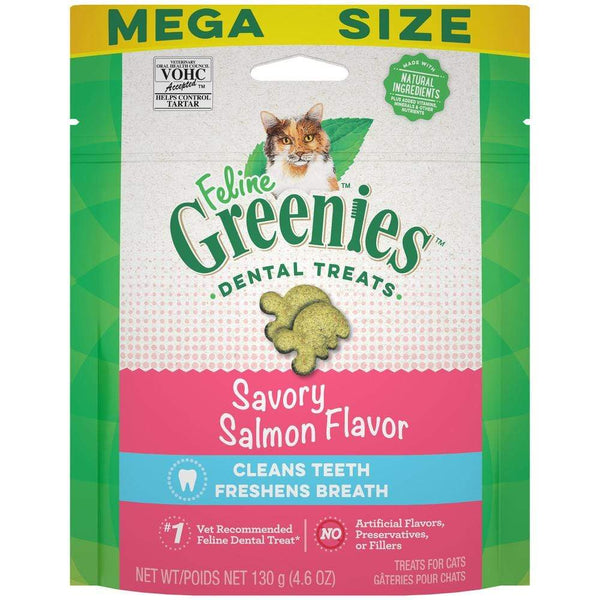 Feline Greenies Adult Natural Dental Care Savory Salmon Flavor Cat Tre