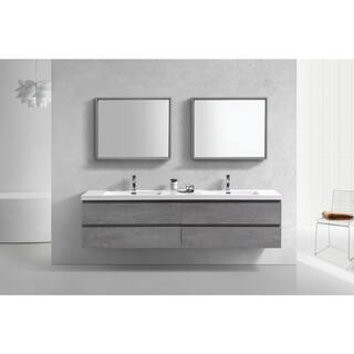 Moreno Bath Bohemia 72 in. W Vanity in Cement Gray with Reinforced Acrylic Vanity Top in White with White Basin MOB72D-CG