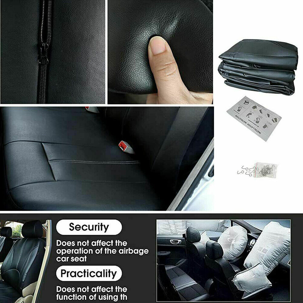 JahyElec Car Seat Covers 9Pcs/5 Seat Waterproof PU Leather Auto Seat Protectors Set， Universal Car Interiors Fit for Most Sedans SUV Pick-up Truck(Black)