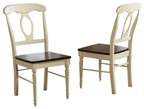 Napoleon French Country Buttermilk and Cherry Wood Dining Chair  Set of 2   French Country   Dining Chairs   by Baxton Studio  Houzz