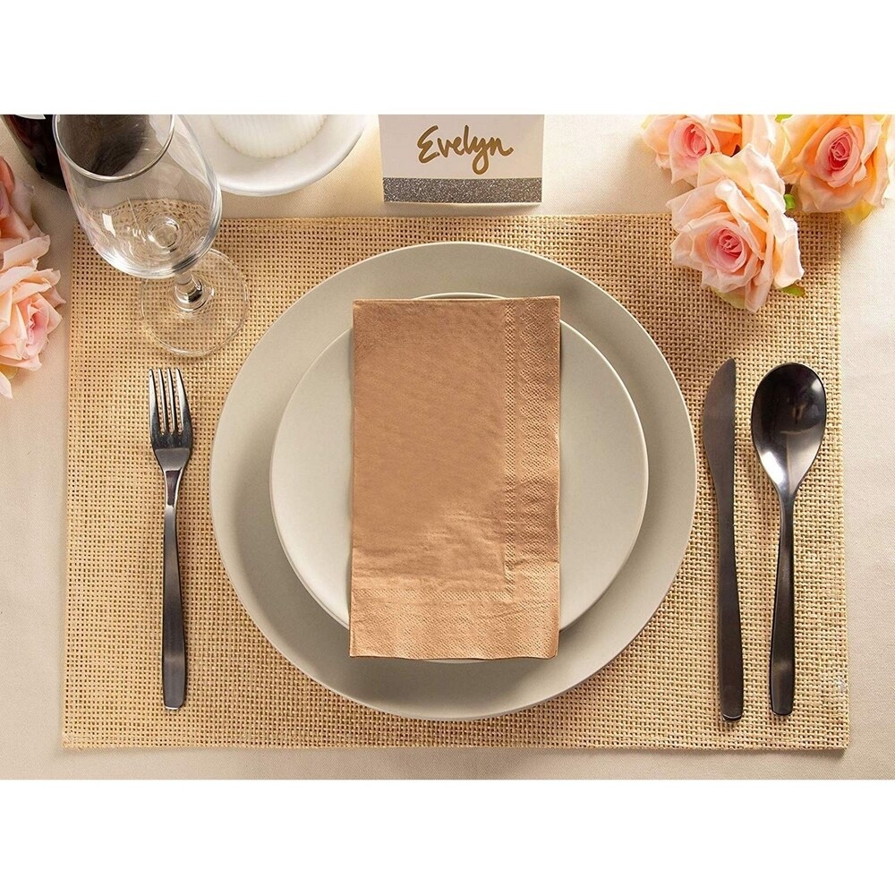 200 Brown Napkins Kraft Brown Natural Disposable Rustic Dinner  Folded 7.8\