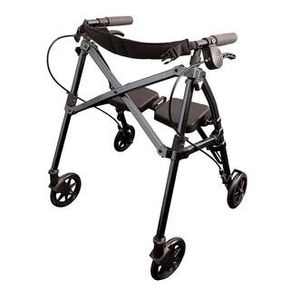 Stander Space Saver Rollator Short Lightweight Junior Folding Four Wheel Walker for Seniors in Black Walnut 4230-BW