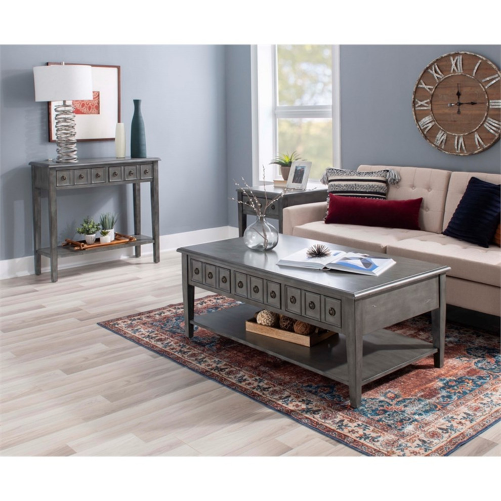 Home Square 3 Piece Set with 2 Accent Tables and Coffee Table in Gray   Coffee Table Sets   by Homesquare  Houzz