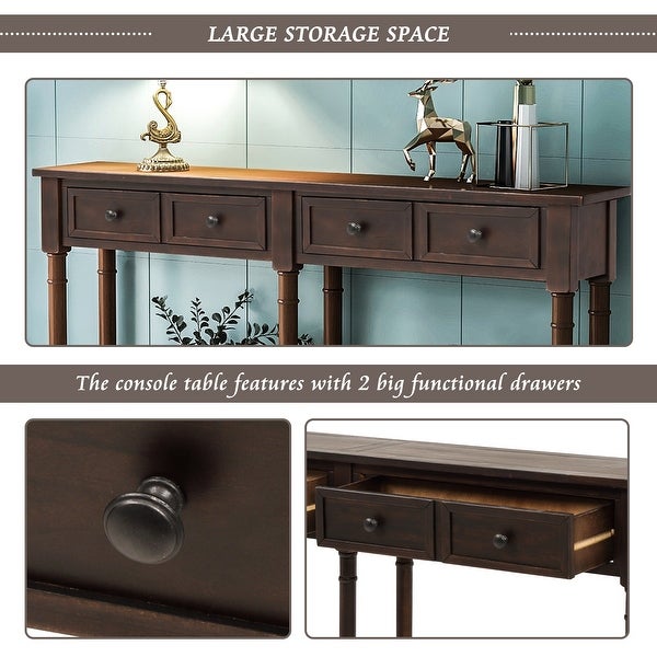 Console Table Sofa Table Easy Assembly With Two Storage Drawers And Bottom Shelf For Living Room， Entryway