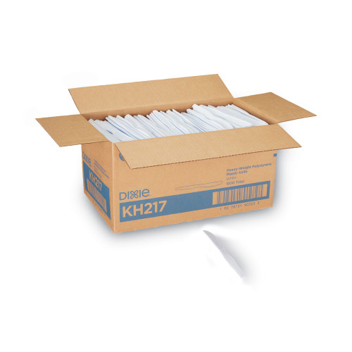 Dixie Plastic Cutlery， Heavyweight Knives， White， 1，000/Carton (KH217)