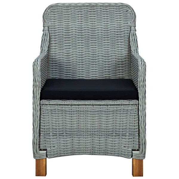 vidaXL Patio Chairs with Cushions 2 pcs Poly Rattan Light Gray