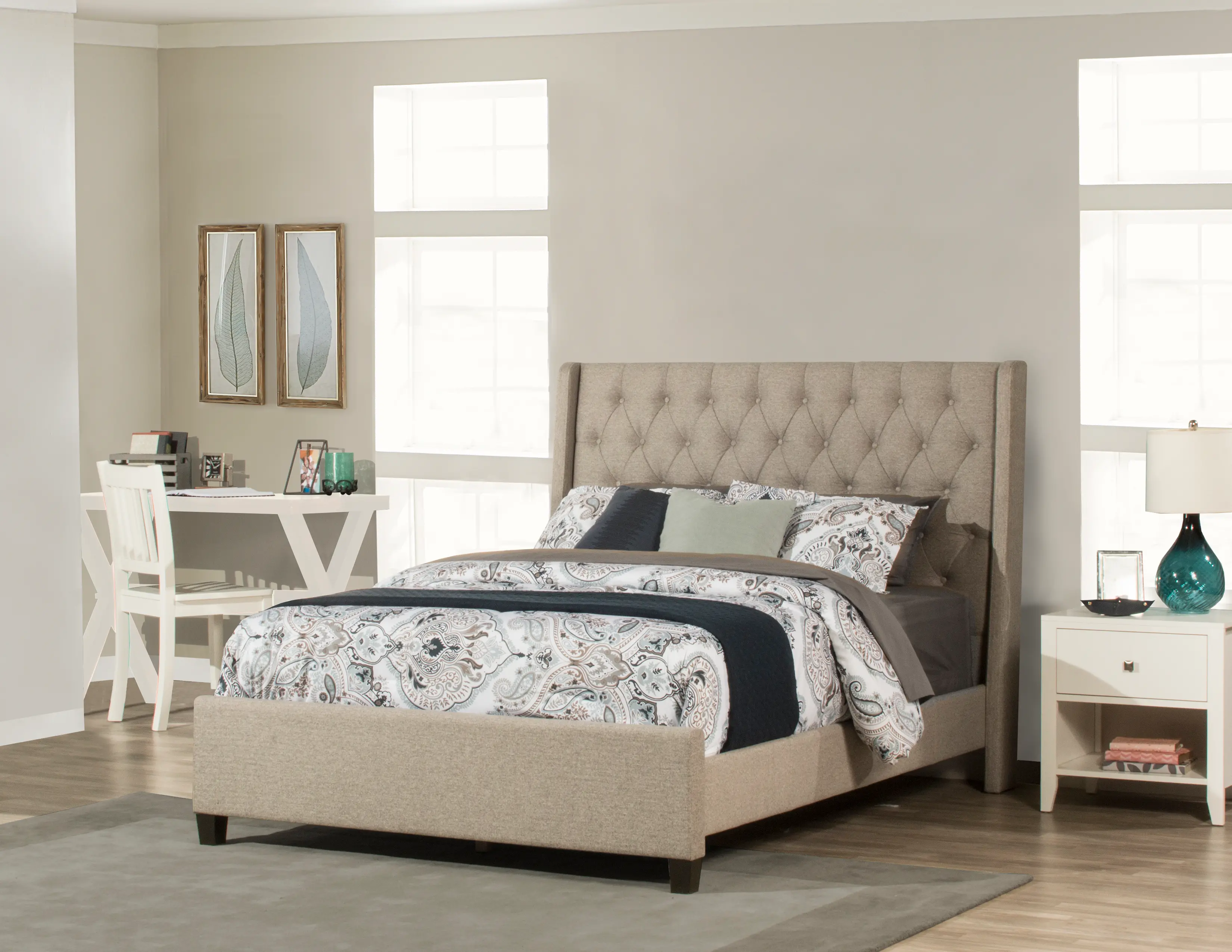 Churchill Beige Queen Upholstered Bed