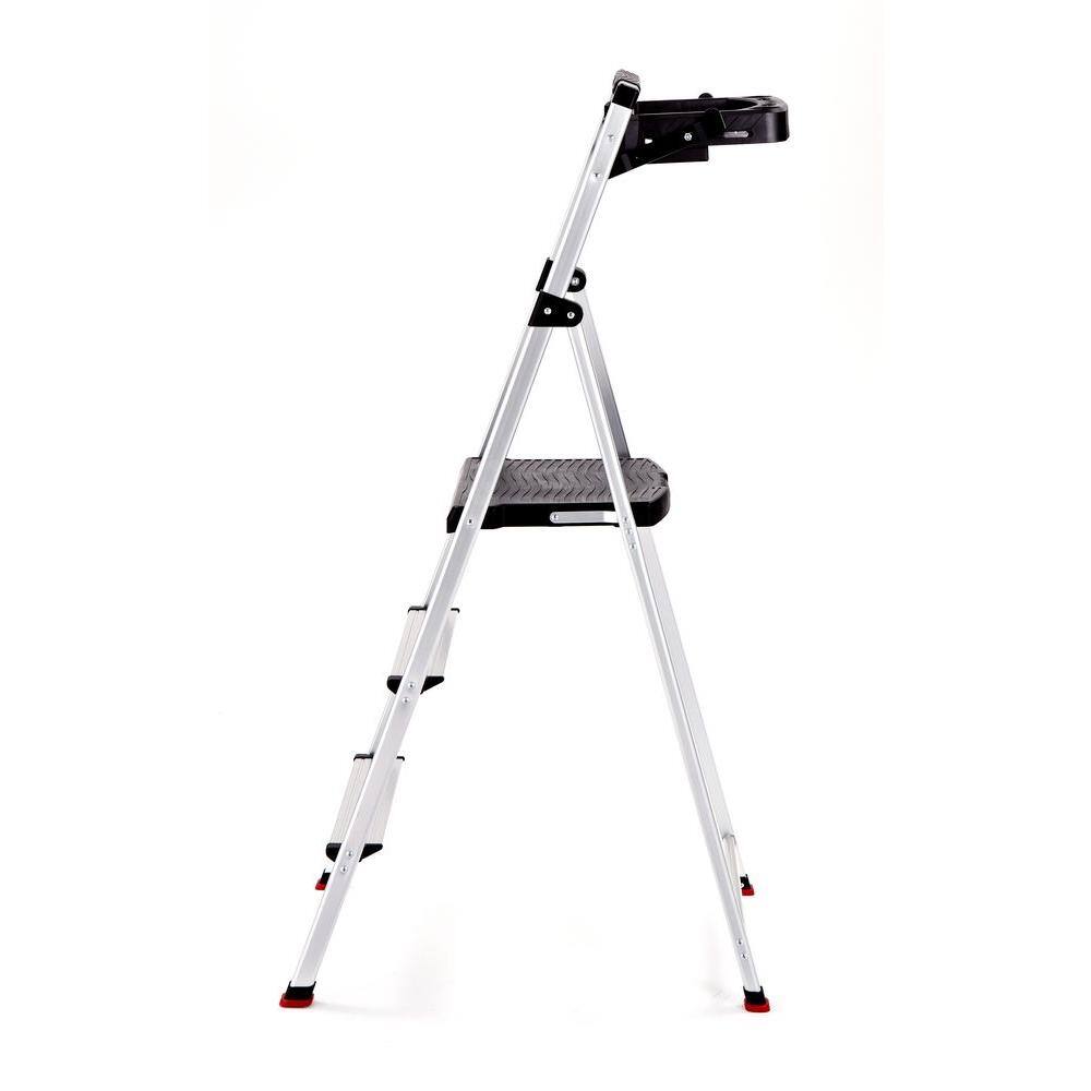 Rubbermaid 3-Step Aluminum Step Stool with Project Tray 225 lb. Load Capacity Type II Duty Rating RMA-3T-COM