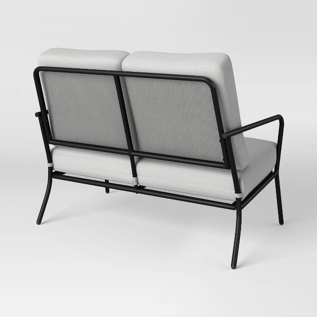 Metal Mesh Loveseat With Double Cushions Black gray