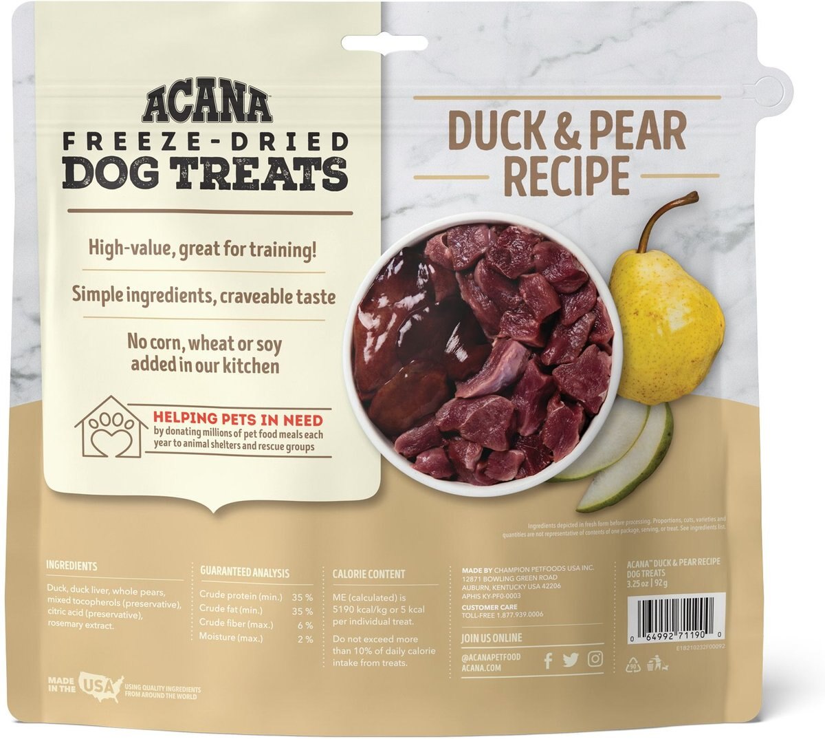 ACANA Singles Duck and Pear Formula Grain-Free Freeze-Dried Dog Treats