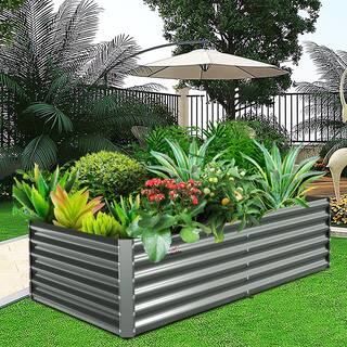 Cesicia 8 ft. x 4 ft. x 1.5 ft. Gray Metal Rectangle Above Ground Modular Planter Boxes jinxPBOXES7
