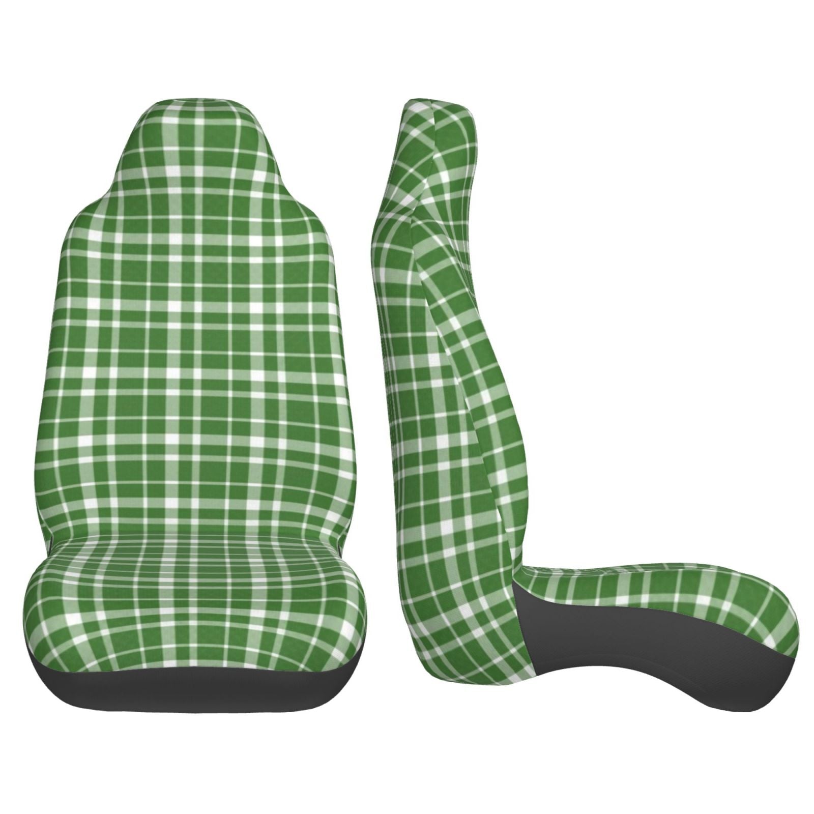 LNWH Car Seat Covers， Green Plaid Pattern Car Interior Seat Covers - Universal Fit Most Cars， SUV， Trucks， 2pcs Car Seat Protectors