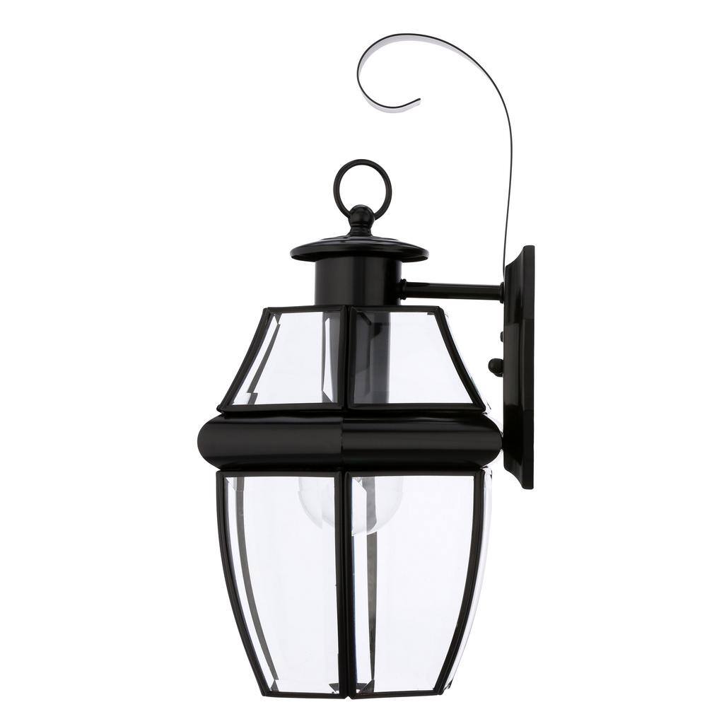 Generation Lighting Lancaster Wall Lantern Sconce 1-Light Traditional Outdoor 14 in. Black Fixture 8067-12