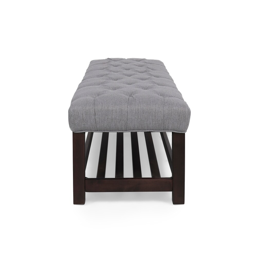 Roseland Contemporary Button Tufted Bench with Shelf by Christopher Knight Home