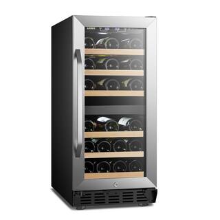 LANBO 15 in. 28 Bottle Stainless Steel Dual Zone Wine Refrigerator LW28D