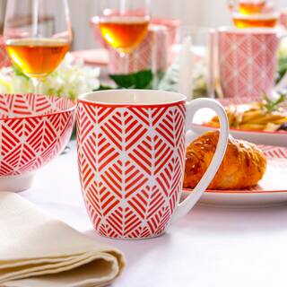 vancasso 16-Piece Pink Patterned Porcelain Mugs Cups Dinnerware Set Plates and Bowls Set (Service for 4) VC-MOMOKO-SL