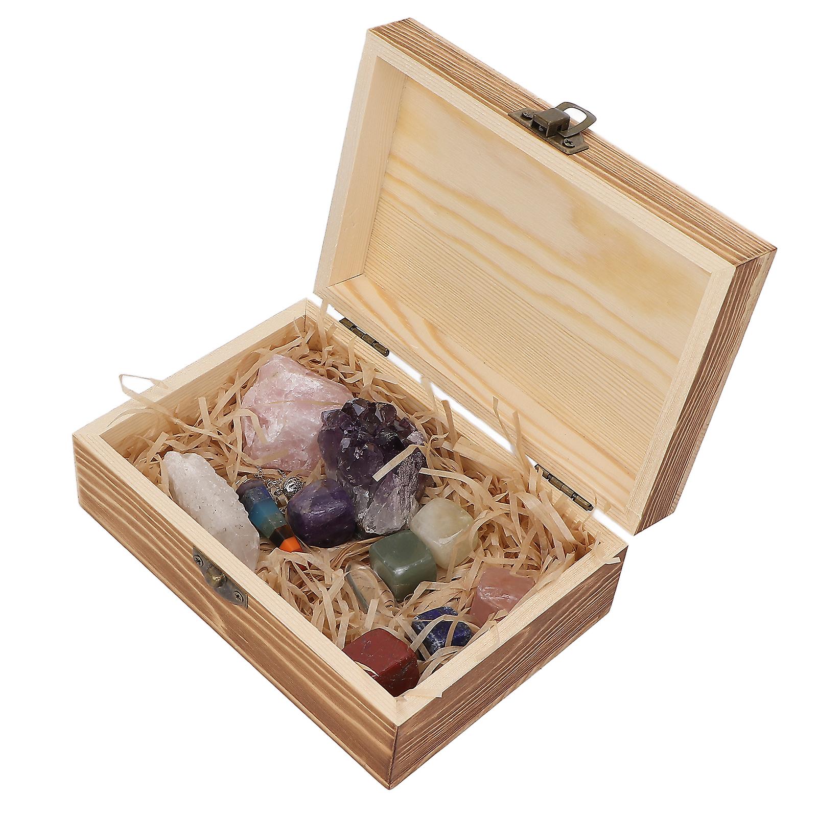 Healing Crystals Kit Pendulum Pendant Amethyst Rose Quartz Chakra Stones Set With Storage Box